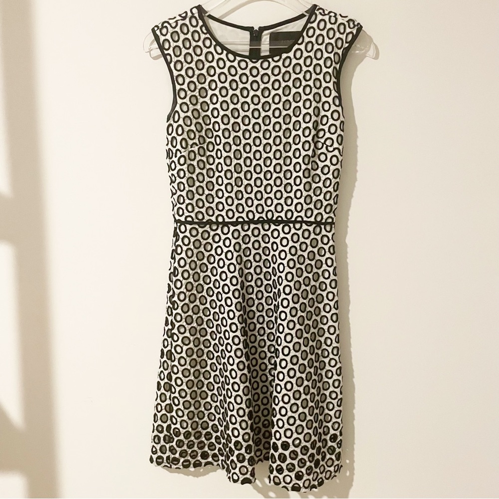 Women's Dress J Crew Black & White A line Punched-out Eyelet Dress Back… - Picture 2 of 8